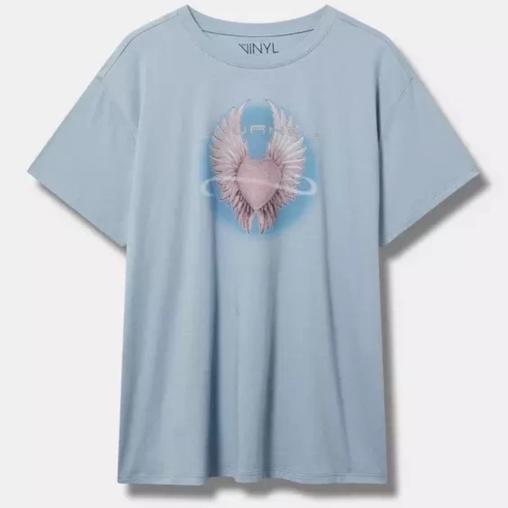 Torrid journey bad Light Blue Winged Heart Tee new